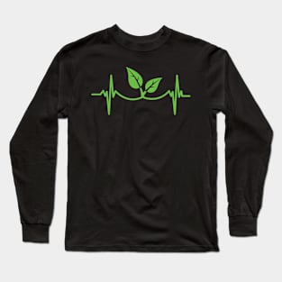 Heartbeat Plant Heartbeat, Pulse Green, Vegan, Frequency Wave Planet Long Sleeve T-Shirt